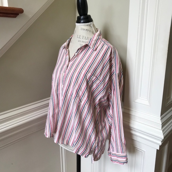 Xirena Jordy Button Down Top Shirt Womens Small Pink Blue Stripe Long Sleeve - Picture 6 of 11